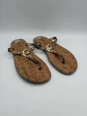 Michael Kors Gold & Tan Cork Sole Sandals Size 9